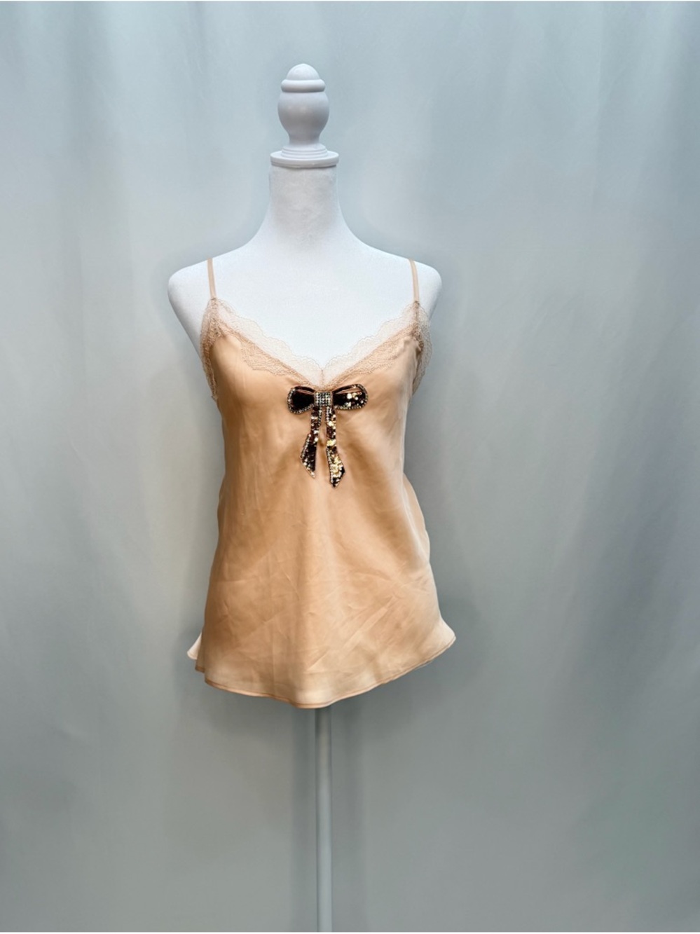 Victoria’s Secret Champagne Satin Cami with Sequin Bow